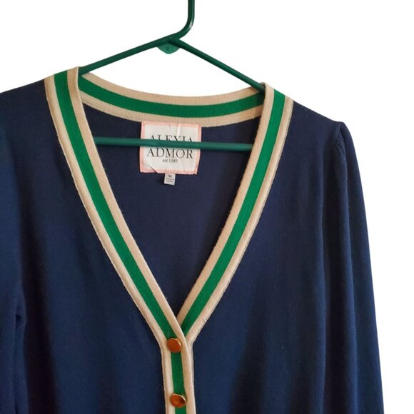 ALEXIA ADMOR Savannah Cardigan in Navy Women's T533 Size M - Picture 3 of 16